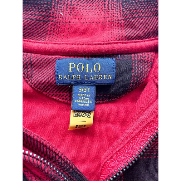 Boy's Ralph Lauren Checked Cotton Quarter Zip Pullover Size 3T - Picture 2 of 4